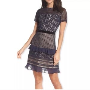 Chelsea28 Navy Lace Mini Dress Size Medium NWT